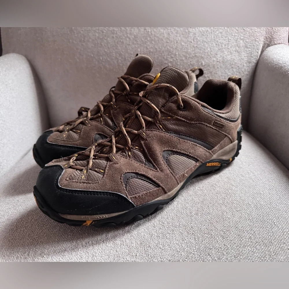 Merrell Brown Leather Hiking Shoes Men Size 12 *read Description* - Picture 1 of 7